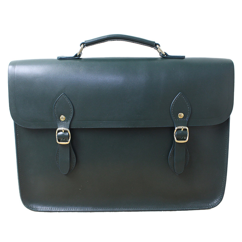 2020新款英国剑桥包墨绿色牛皮邮差包手工复古定制单肩手提女士包