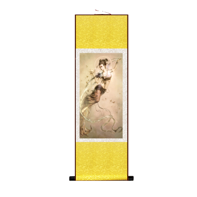 敦煌壁画装饰画挂画飞天仕女图高清丝绸卷轴客厅玄关人物舞女油画