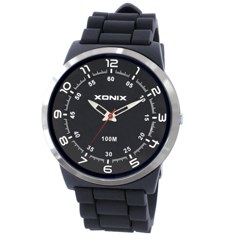 XONIX精准商务经典大表盘潮流潜水防水游泳刻度指针石英电子表SV