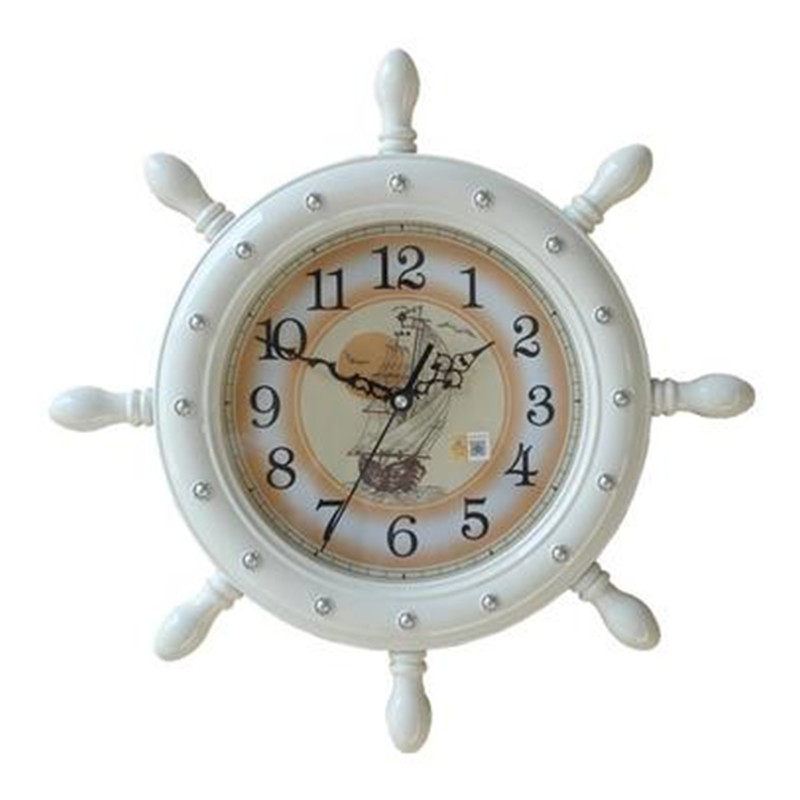 极星欧式客厅挂钟静音现代卧室挂钟创意时尚船舵石英钟舵手时钟表