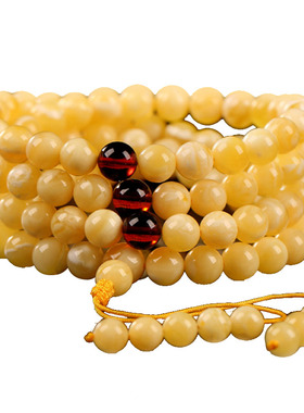 蜜蜡圆珠散珠二代荧光鸡油黄琥珀