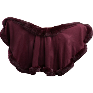 轻奢海宁狐狸毛皮草披肩女2025秋冬羊绒毛呢斗篷外套羊毛呢披风