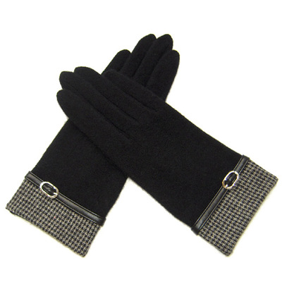 女士高贵千鸟格羊绒防寒保暖手套