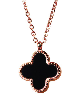 幸运四叶草项链黑白玫瑰金色礼品