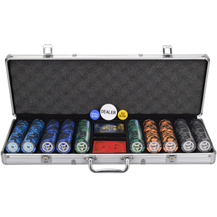 御圣德州扑克筹码套装百家乐麻将棋牌黏土筹码币高档铝箱德扑桌布