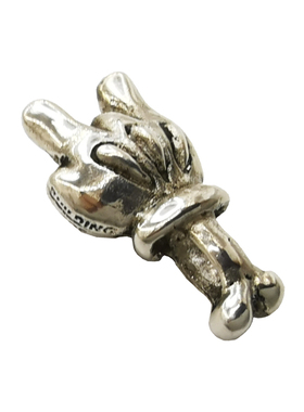 摇滚925银恶搞米奇手势吊坠项链