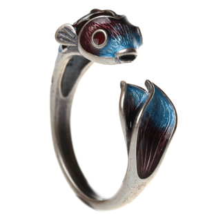 锦鲤纯银饰品小众设计女款新年个性开口民族风过年年有鱼古着戒指