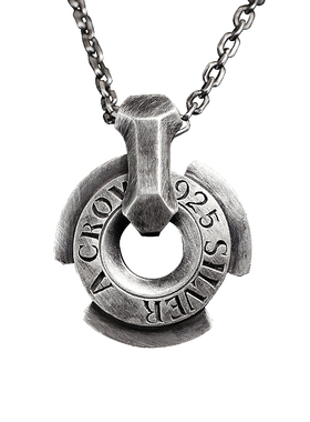 吊坠925纯银圆形项链男士太角链