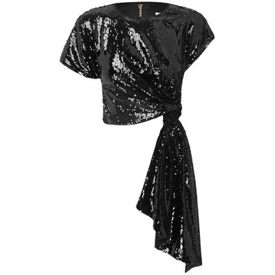 不规则下摆上衣亮片穿着舒适