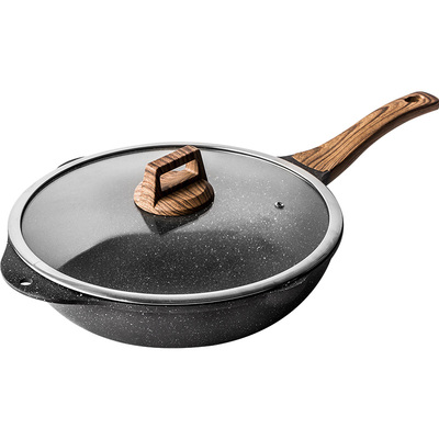 炒锅家用电磁炉锅燃气明火锅不粘锅平底锅炒菜锅麦饭石汤锅木柄