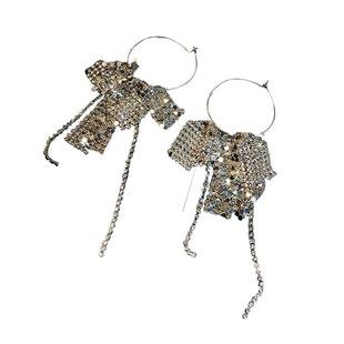 2024欧美夸张新款气质亮片水钻流苏长款圆环耳环韩国超仙耳坠女