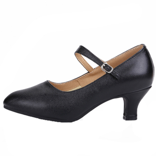 女式成人真皮低跟中跟软底跳舞鞋广场舞鞋拉丁舞蹈鞋摩登舞鞋