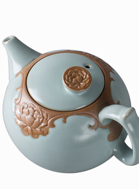 汝窑大小号陶瓷日式开片功夫茶壶