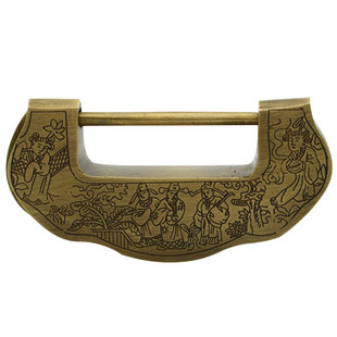 仿古铜锁纯铜锁正品家用复古锁老式插销锁箱子小铜锁古代锁元宝锁