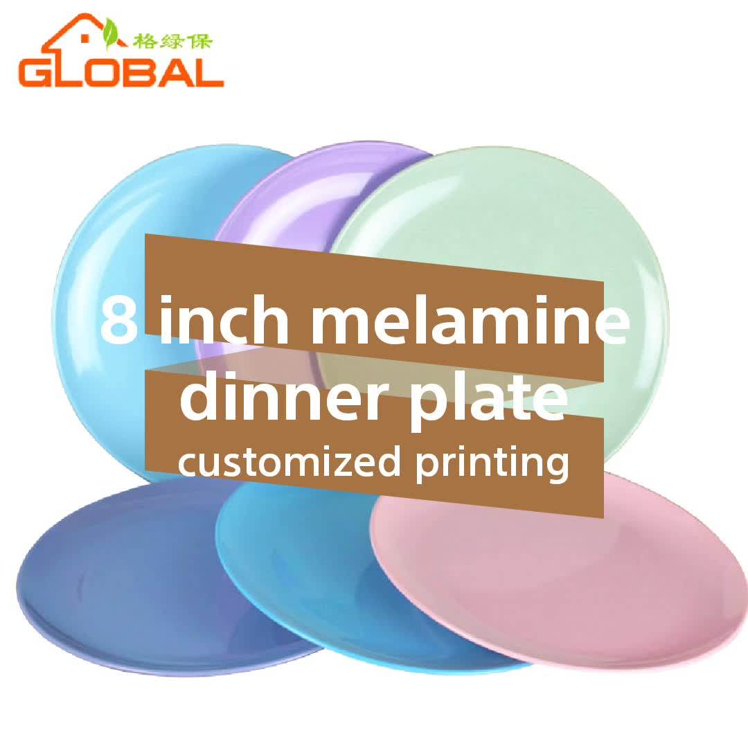 Light Weight Colorful 8 Inch Plastic Melamine Print Plate For Dinner