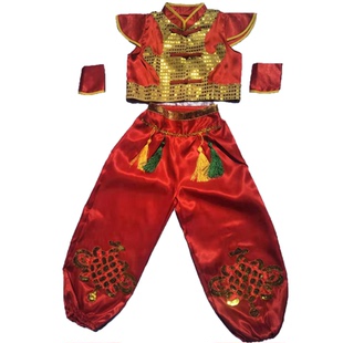 六一儿童武术服演出服喜庆中国风开门红打鼓表演服装幼儿秧歌服装