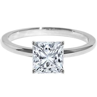 【培育】Vrai极简爪镶公主方婚戒人工钻石一克拉订婚IGI证书