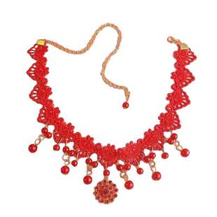 酒红丝绒choker项链复古圣诞节配饰敬酒服脖饰品锁骨女颈链项圈