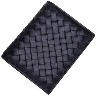 新款羊皮编织男士钱包短款真皮正品商务休闲青年超薄皮夹软皮钱夹