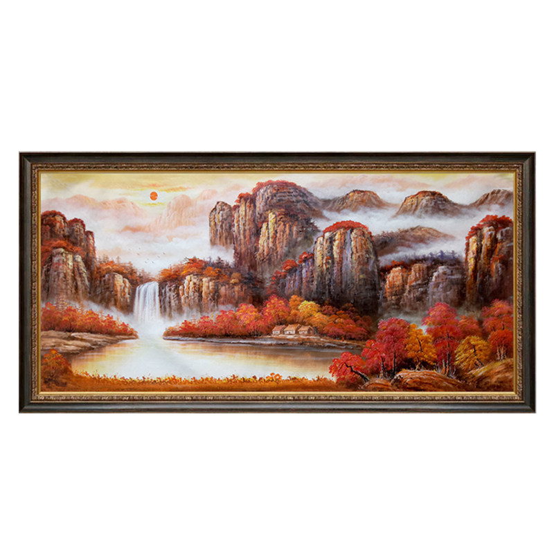 纯手绘玄关办公室新中式风装饰画