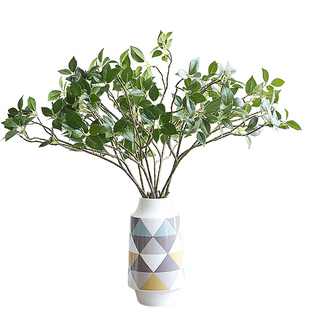 晶华造花新品仿真连翘叶圆榕叶简约北欧家居装饰仿真叶子装饰花材