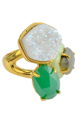 欧美风现货水晶绿玉髓宝石戒指