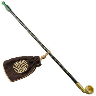 男士烟斗老式旱烟袋实木斗黄铜烟锅传统加长烟杆烟具宝青坊主cos