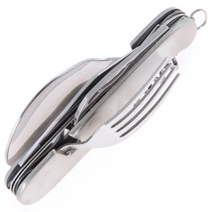 森林人家创意不锈钢户外野餐餐具套装多功能便携折叠餐具刀叉勺子