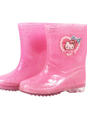 Hello Kitty凯蒂猫儿童雨鞋女宝宝透明雨鞋防滑中筒幼儿小孩雨靴
