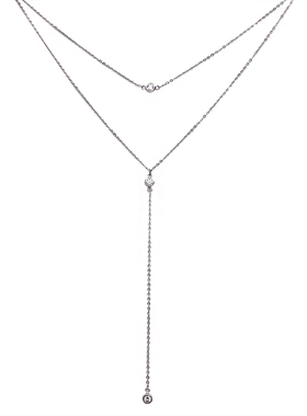 时髦感双层纯银长款韩版锁骨链