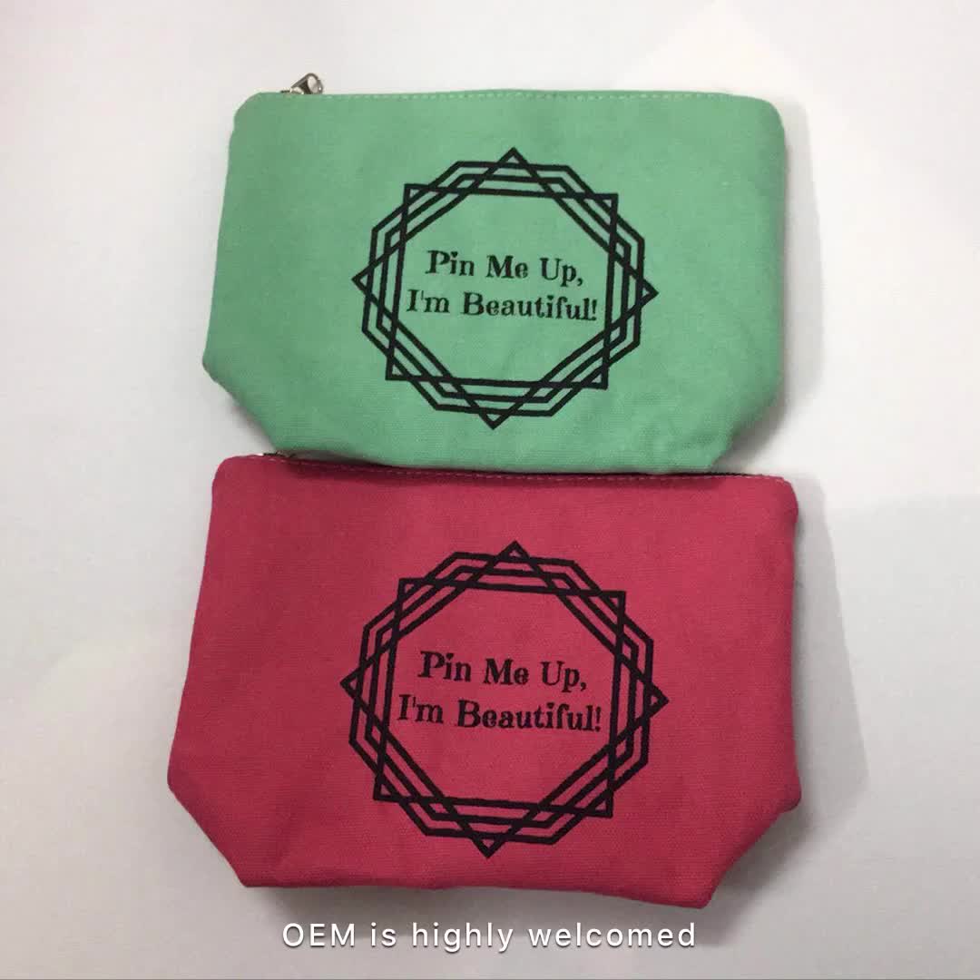 2018 Small Custom Printed Cotton Canvas Zipper Pouch Wholesale Canvas Cosmetic Bag - Buy ...