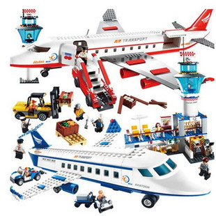 古迪大型客机空中巴士国际机场私人飞机儿童拼装积木玩具
