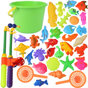 【天天特价】儿童钓鱼玩具鱼杆磁性双面立体鱼套装大号钓鱼竿