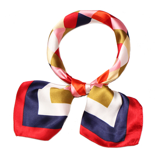 职业装丝巾银行空姐移动工作服装饰仿真丝女百变印花围巾小方巾60