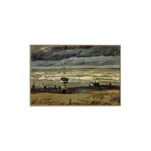 装饰画轻奢油画莫奈世界名画复制品客厅风景梵高巴黎屋顶复古画布