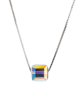 纯银甜美风水晶颈链饰品极光方糖