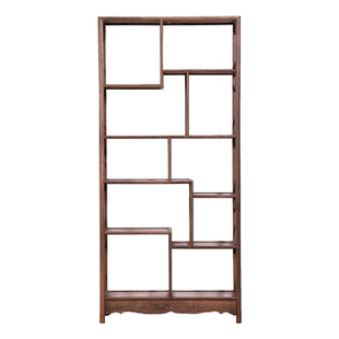 红木家具鸡翅木博古架 实木中式茶叶架客厅隔断摆件架仿古多宝阁