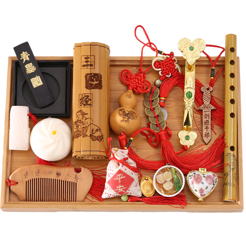 宝宝周岁抓周用品道具现代中式复古抓阄套装小孩生日礼物布置全套