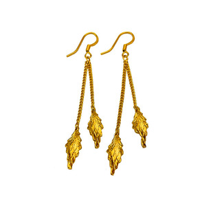 防过敏镀金耳坠女欧币镀黄金流苏耳环玫瑰花金叶子越南沙金耳环女