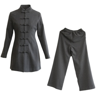筠雅套装毛呢冬装两件套改良年轻款职业洋气时髦盘扣中式女装秋冬