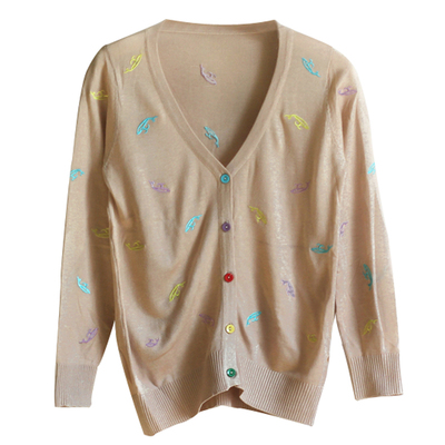 彩色小鲸鱼丝光棉外套针织开衫