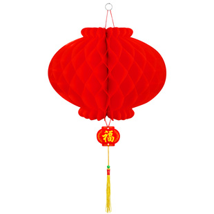 新年春节新款大红连串蜂窝小红灯笼塑纸灯笼节日喜庆装饰用品挂饰
