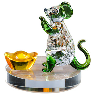 水晶生肖鼠年礼物男女闺蜜生日礼物桌面家居客厅装饰酒柜属相摆件