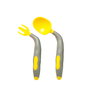 儿童学吃饭训练勺子婴儿辅食弯头勺叉家用宝宝学进食弯弯勺歪头勺