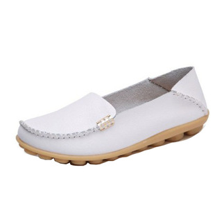 春季新款女鞋34码牛筋底豆豆鞋特大号41-44浅口单鞋40 43女工作鞋