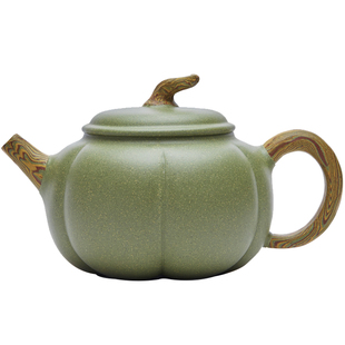 宜兴纯全手工豆青砂绞泥紫砂壶名家香瓜壶家用泡茶壶陶瓷茶具套装