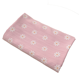 裸粉色小花瓣麻绸布料 森系连衣裙子汉服装曲裾盖布窗帘抗皱面料