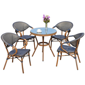 幽之藤 网布休闲组合桌椅 咖啡馆桌椅户外庭院特斯林椅子家具