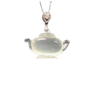 天然岫玉手把壶打麻将把把胡吊坠冰透料挂件手把壶手把件小摆件