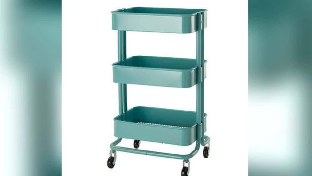 Mobile Kitchen Metal Vegetable Storage Cart Fruit Trolley With Baskets